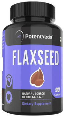 Potentveda Flaxseed Extract, Omega 3 6 9, 500 mg Capsule