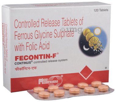 Fecontin-F Ferrous Glycine Sulphate with Folic Acid Tablet CR