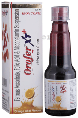 Orofer XT + Iron Tonic with Ferrous Ascorbate, Folic Acid & Mecobalamin | Suspension Flavour Orange Cool