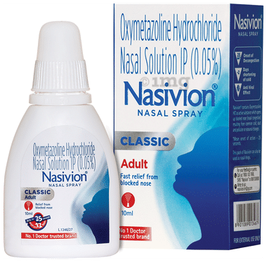 Nasivion Classic Adult 0.05% Nasal Spray | Fast Relief from Blocked Nose