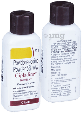 Cipladine Povidone Iodine 5% Microbicidal Powder for Skin Infections (10 gm)
