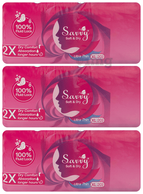 Savvy Soft & Dry  Ultra Thin Sanitary Pad (20 Each) XL