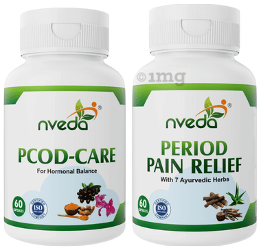 Nveda Combo: PCOD Care + Period Pain Relief Capsules 60 Each | Women’s Hormonal Health