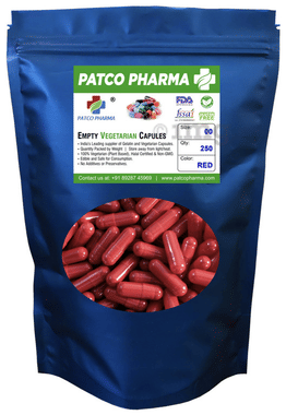 Patco Pharma Empty Vegetarian Capsule Size 0 Red Patco Pharma Empty Vegetarian Capsule Size 0 Red