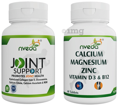 Nveda Combo: Joint Support + Calcium/Mg/Zn/D3/B12 Tablet 60 Each | Bone Health