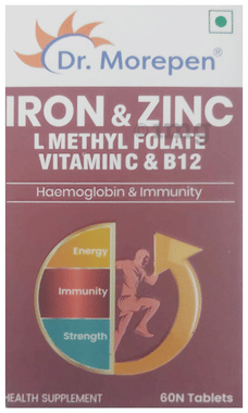 Dr. Morepen Iron & Zinc with Vitamin C & B12 | For Energy & Haemoglobin| Tablet