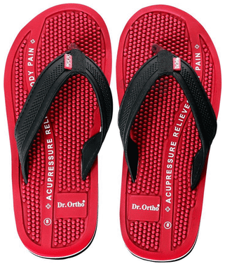 Dr Ortho Pain-Free Acupressure Slipper  8 Black & Red