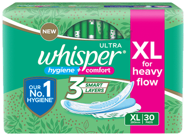 Whisper Ultra Clean Hygiene Comfort Sanitary Pads | Size XL