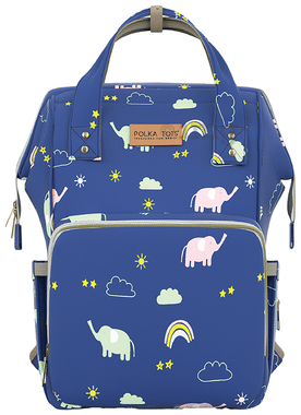 Polka Tots Waterproof Diaper Bag for Travel, Mothers Blue Waterproof