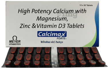 Calcimax Forte+ Calcium Tablet with Magnesium, Zinc & Vitamin D3 | Nutrition Formula with Essential Minerlas | For Bone, Joint & Muscle Care