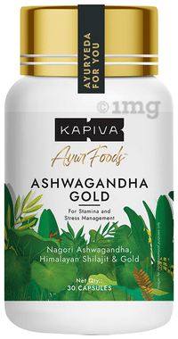 Kapiva Ayur Foods Ashwagandha Gold Capsules with Shilajit & Gokshura | For Stamina & Stress Management