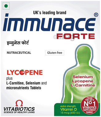 Immunace Forte Tablet with Lycopene+L-Carnitine, Vitamin D (400 IU) | For Immunity Tablet Gluten Free Immunace Forte Tablet with Lycopene+L-Carnitine, Vitamin D (400 IU) | For Immunity Tablet Gluten Free