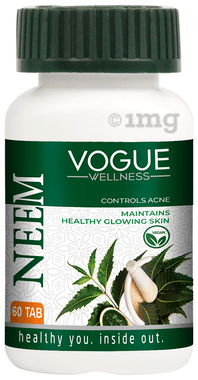 Vogue Wellness Neem Tablets Immunity Support Glowing Skin Blood Purifier Anti Acne Skin Wellness (60 Each)