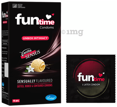 Funtime Dotted, Ribbed & Contoured Condom Vanilla Sensus