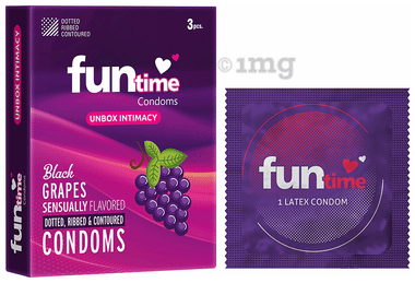 Funtime Dotted, Ribbed & Contoured Condom Black Grapes