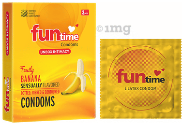 Funtime Dotted, Ribbed & Contoured Condom Fruity Banana