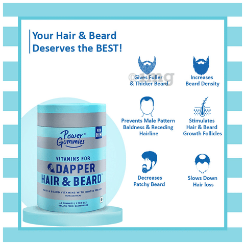 Power Gummies Vitamin for Dapper Hair & Beard Gummies for Him: Buy jar of  60 gummies at best price in India | 1mg