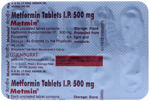 Metmin 500mg Tablet image Metmin 500mg Tablet image