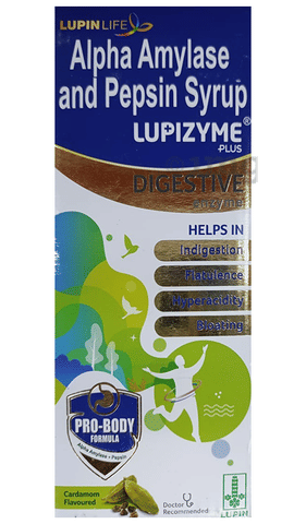 Lupizyme Plus Alpha Amylase & Pepsin Syrup | For Indigestion, Flatulence & Bloating | Flavour Cardamom image