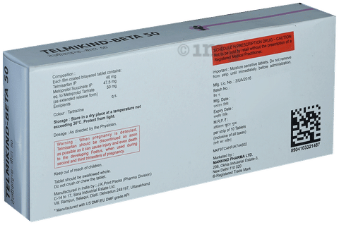 Telmikind Beta 50 Tablet ER image