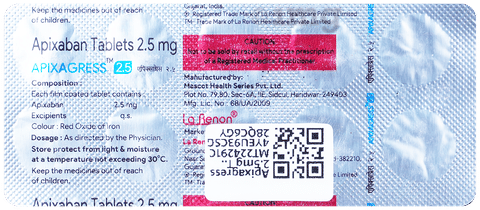 Apixagress 2.5mg Tablet image Apixagress 2.5mg Tablet image