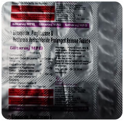 Glitaray MP 2mg/500mg/15mg Tablet PR