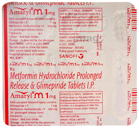 Amaryl 1mg Tablet at Rs 120.16/strip, Amaryl Capsule in Faridabad