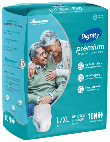 Dignity Premium Pull-Ups Adult Diaper L-XL: Buy packet of 10.0 diapers at  best price in India