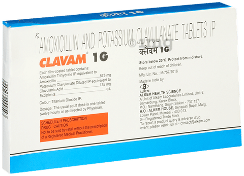 Clavam 1g Tablet image