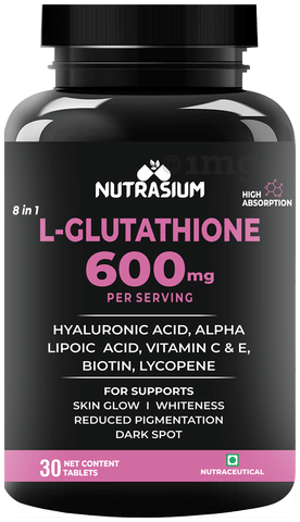 Nutrasium 8 in 1 L-Glutathione 600 mg: Buy bottle of 30.0 tablets at best  price in India | 1mg