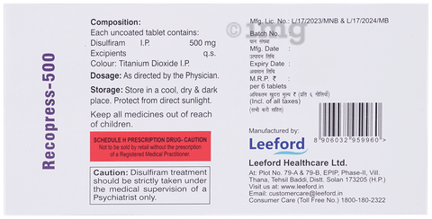 Recopress 500mg Tablet image Recopress 500mg Tablet image