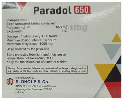 Paradol 650 Tablet image