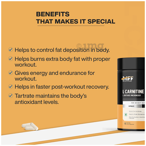 MyFitFuel L-Carnitine L-Tartrate (Micronized) 1500mg Capsule: Buy bottle of 120.0 capsules at 𝗯𝗲𝘀𝘁 𝗽𝗿𝗶𝗰𝗲 in India