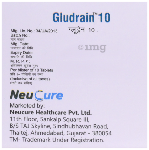Gludrain 10 Tablet image Gludrain 10 Tablet image