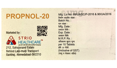 Propnol 20 Tablet image Propnol 20 Tablet image