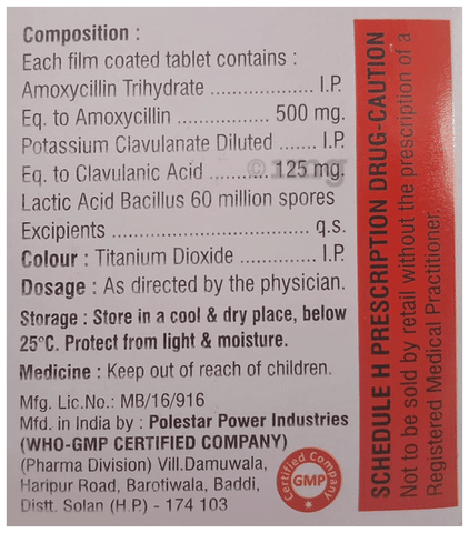 Oligold-CV 625 Tablet image