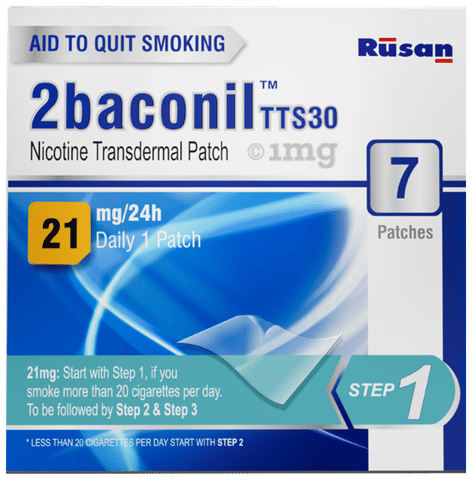 2baconil TTS30 Nicotine Transdermal Patch 21mg/24h | (Step 1) | Helps to Quit Smoking image