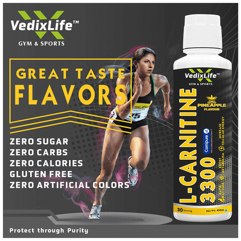 VedixLife Gym & Sports L-Carnitine 3300 Pineapple: Buy bottle of 450.0 ml  Liquid at best price in India