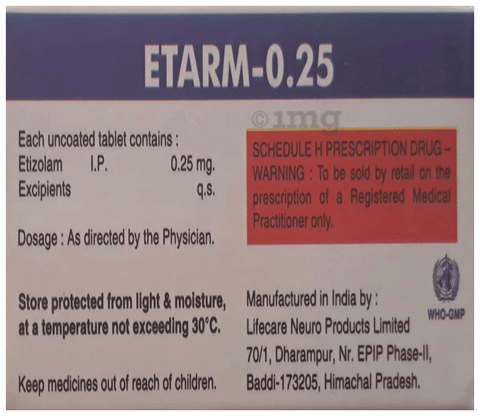 Etarm 0.25 Tablet image