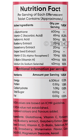 Herbal Max L-Glutathione Effervescent Tablet (15 Each) Watermelon & Strawberry Combination: Buy box of 1.0 Bottle at best price in India | 1mg Herbal Max L-Glutathione Effervescent Tablet (15 Each) Watermelon & Strawberry Combination: Buy box of 1.0 Bottle at best price in India | 1mg