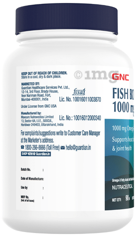 GNC Fish Body Oil 1000mg with Omega 3 EPA DHA Softgel