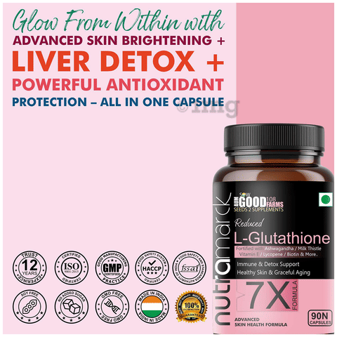 NutraMarck L-Glutathione 7X Capsule | Advanced Formula | Radiant Skin &  Support Liver Health: Buy bottle of 90.0 capsules at 𝗯𝗲𝘀𝘁 𝗽𝗿𝗶𝗰𝗲 in  India