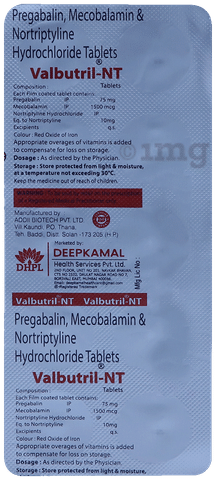 Valbutril NT 75mg/10mg/1500mcg Tablet