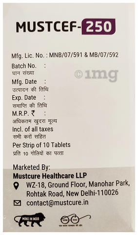 Mustcef LB 250 Tablet image Mustcef LB 250 Tablet image