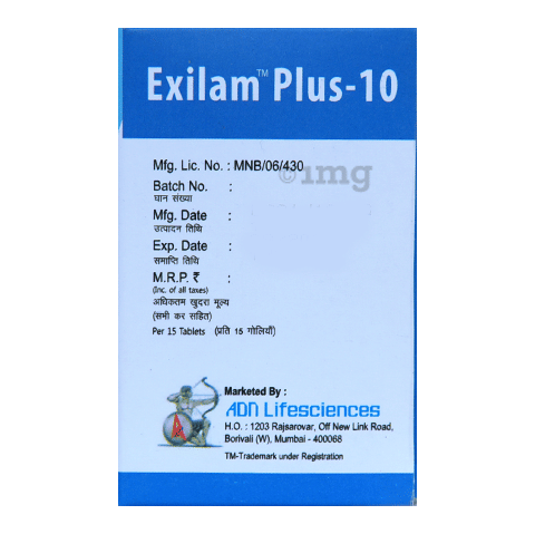 Exilam Plus 10 Tablet image Exilam Plus 10 Tablet image