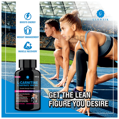 Glowsik L-Carnitine L-Tartrate 1000mg Capsule: Buy bottle of 90.0 capsules  at best price in India | 1mg