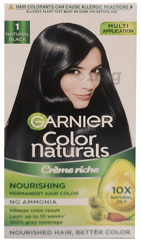 Garnier Color Naturals Creme Rich Hair Color Natural Black: Buy box of 70  ml Cream at best price in India | 1mg