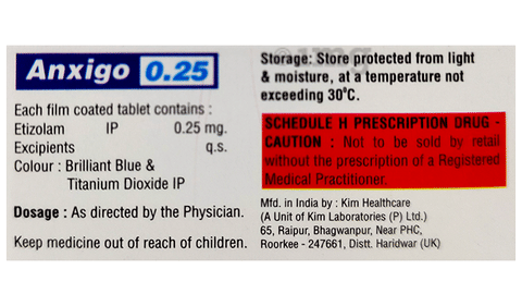 Anxigo 0.25mg Tablet image Anxigo 0.25mg Tablet image