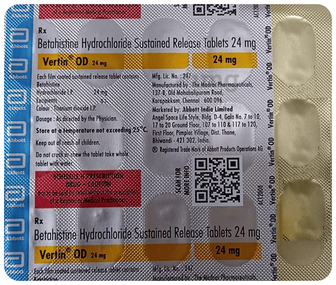 Vertin OD 24mg Tablet SR image Vertin OD 24mg Tablet SR image