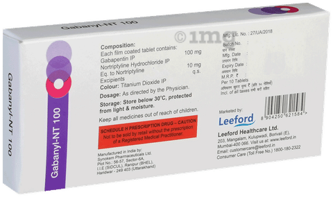 Gabanyl NT 100mg/10mg Tablet image